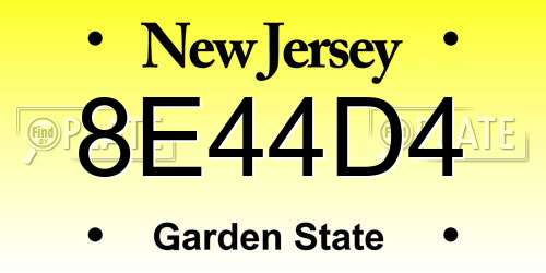 8E44D4 New Jersey License Plate