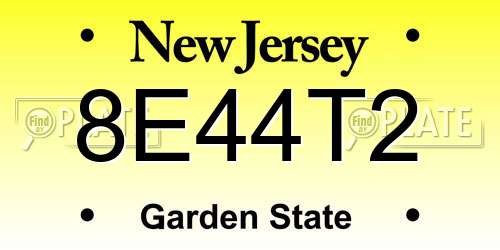 8E44T2 New Jersey License Plate