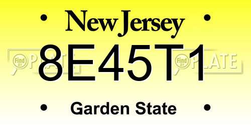 8E45T1 New Jersey License Plate
