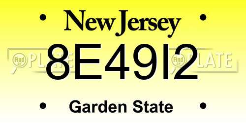 8E49I2 New Jersey License Plate