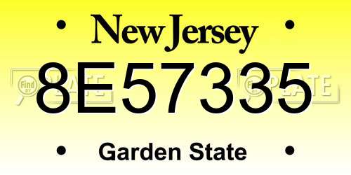 8E57335 New Jersey License Plate