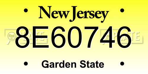 8E60746 New Jersey License Plate