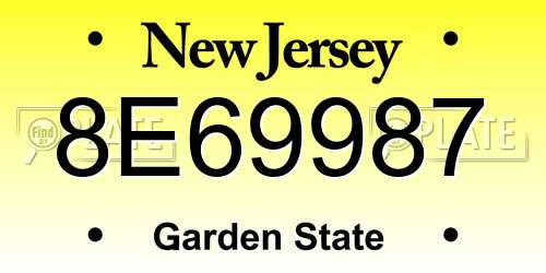 8E69987 New Jersey License Plate