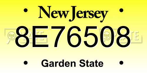 8E76508 New Jersey License Plate