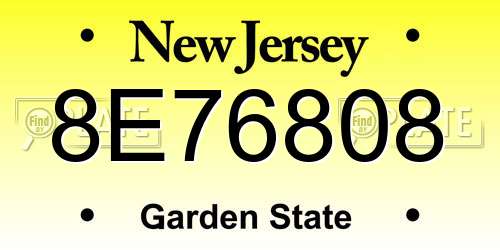 8E76808 New Jersey License Plate