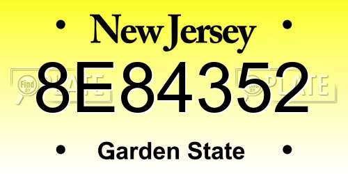8E84352 New Jersey License Plate