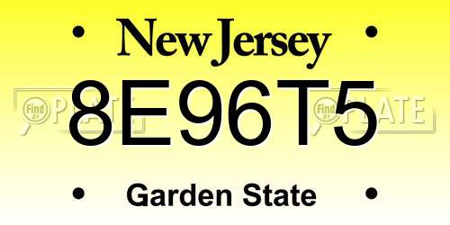 8E96T5 New Jersey License Plate