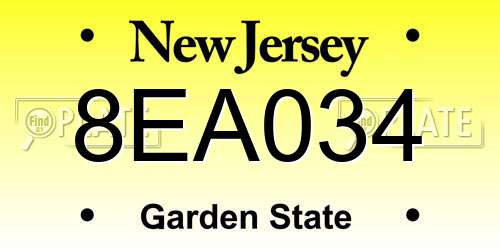 8EA034 New Jersey License Plate
