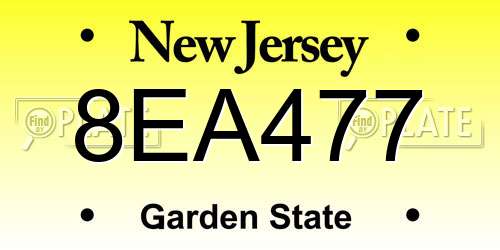 8EA477 New Jersey License Plate