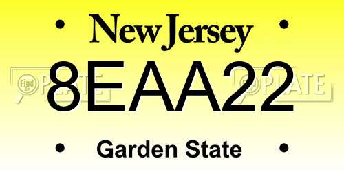 8EAA22 New Jersey License Plate