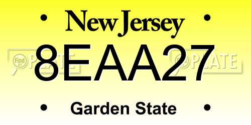 8EAA27 New Jersey License Plate