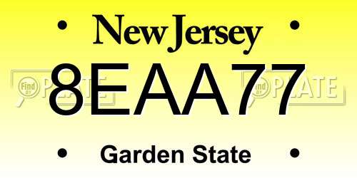 8EAA77 New Jersey License Plate