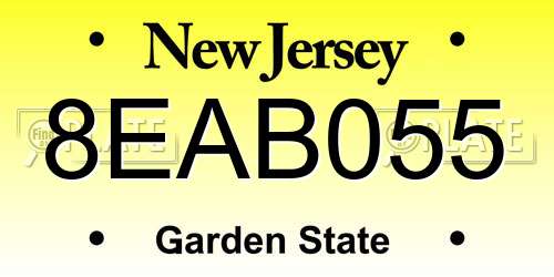 8EAB055 New Jersey License Plate