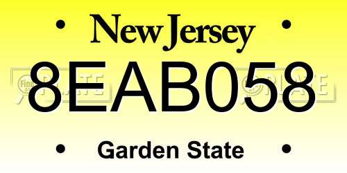 8EAB058 New Jersey License Plate