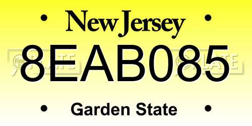 8EAB085 New Jersey License Plate