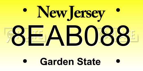8EAB088 New Jersey License Plate