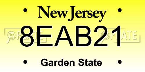 8EAB21 New Jersey License Plate