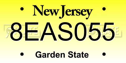 8EAS055 New Jersey License Plate