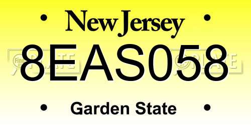 8EAS058 New Jersey License Plate