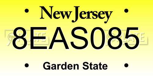 8EAS085 New Jersey License Plate