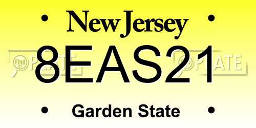 8EAS21 New Jersey License Plate
