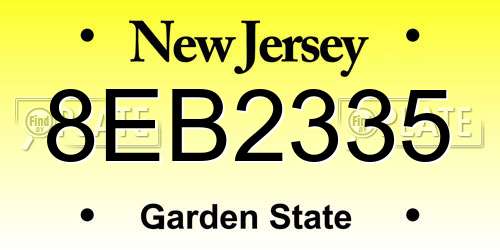 8EB2335 New Jersey License Plate