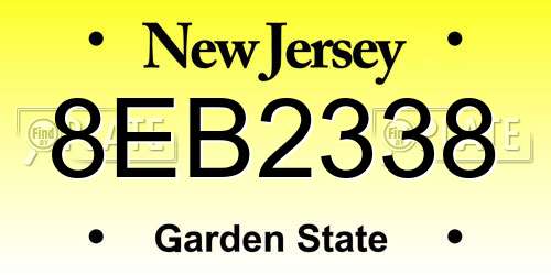 8EB2338 New Jersey License Plate