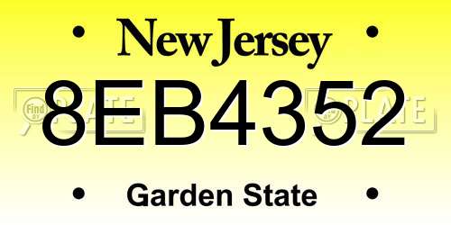 8EB4352 New Jersey License Plate