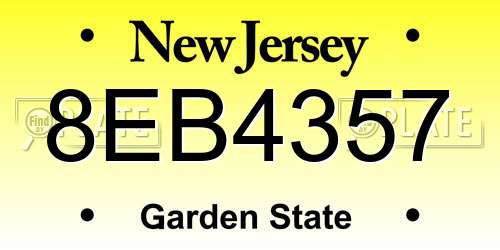 8EB4357 New Jersey License Plate