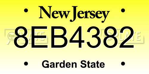 8EB4382 New Jersey License Plate