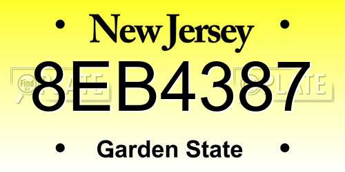 8EB4387 New Jersey License Plate