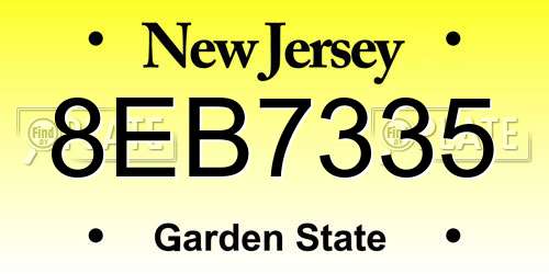 8EB7335 New Jersey License Plate
