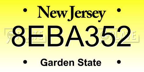 8EBA352 New Jersey License Plate
