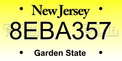 8EBA357 New Jersey License Plate