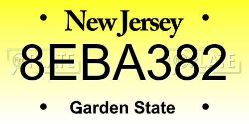 8EBA382 New Jersey License Plate