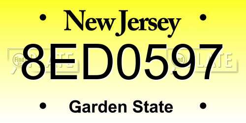 8ED0597 New Jersey License Plate