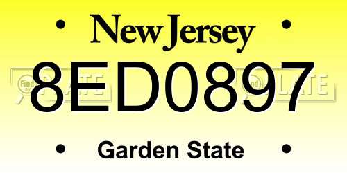 8ED0897 New Jersey License Plate