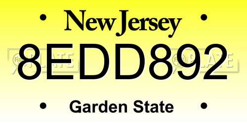 8EDD892 New Jersey License Plate