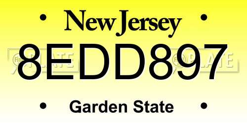 8EDD897 New Jersey License Plate