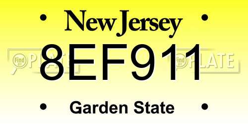 8EF911 New Jersey License Plate