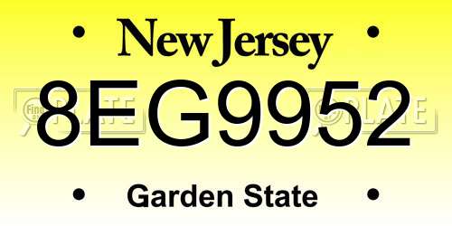 8EG9952 New Jersey License Plate