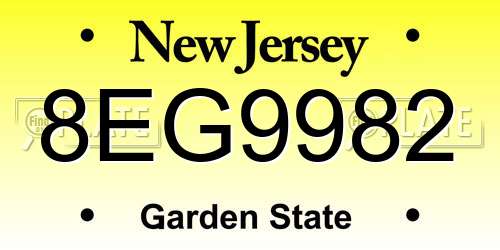 8EG9982 New Jersey License Plate