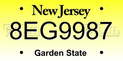 8EG9987 New Jersey License Plate