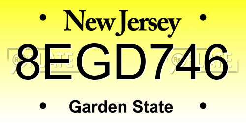 8EGD746 New Jersey License Plate
