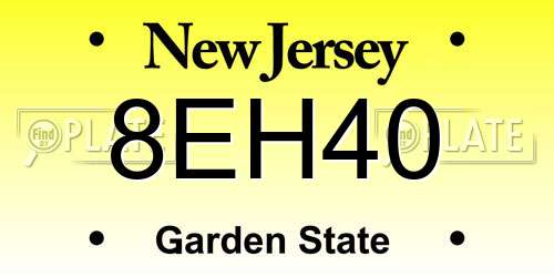 8EH40 New Jersey License Plate