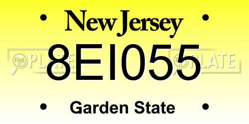 8EI055 New Jersey License Plate
