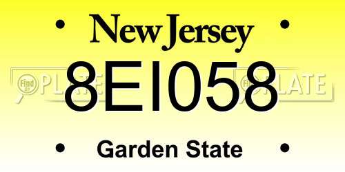 8EI058 New Jersey License Plate