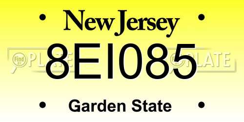 8EI085 New Jersey License Plate