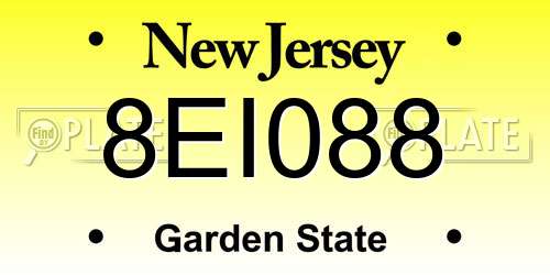 8EI088 New Jersey License Plate