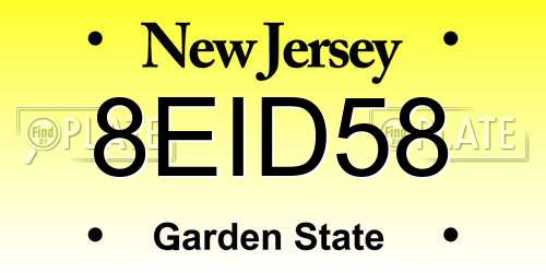 8EID58 New Jersey License Plate